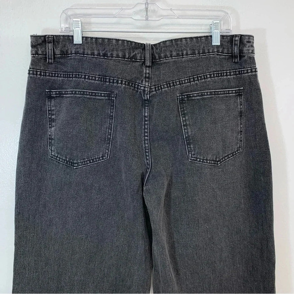 Forever 21 Black Wide Leg Jeans Woman High Rise 31  Pockets Goth Boho Western - Picture 9 of 11